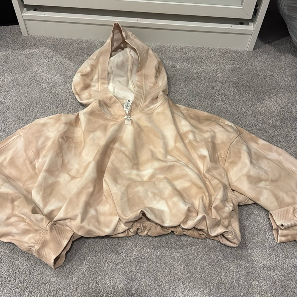 lululemon athletica Beige Tie-Dye cropped hoodie